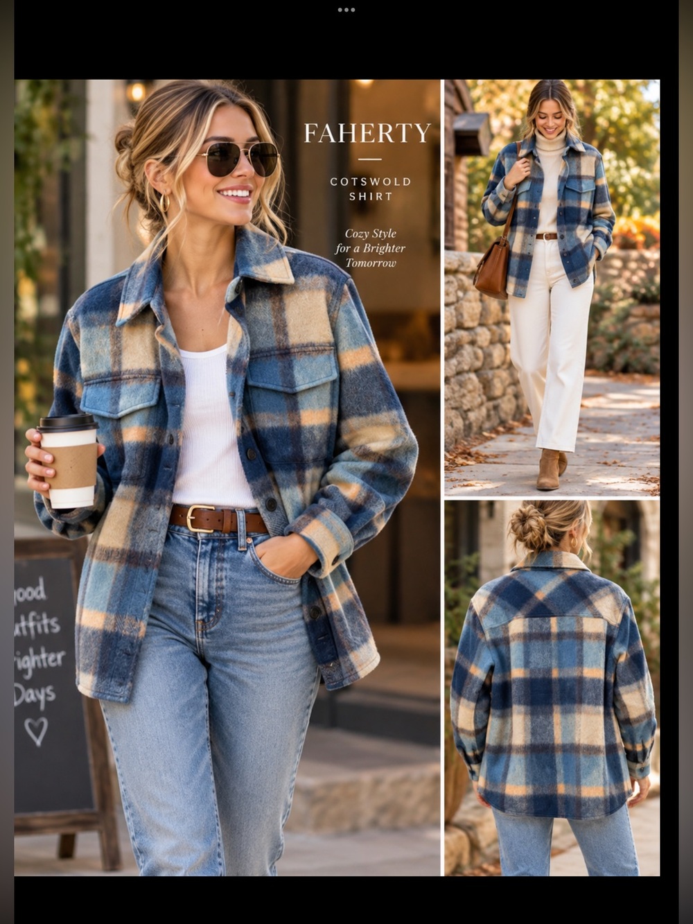 NWT Faherty Women’s Cotswolds Plaid Button-Front
Wool Blend Shirt Jacket Size S